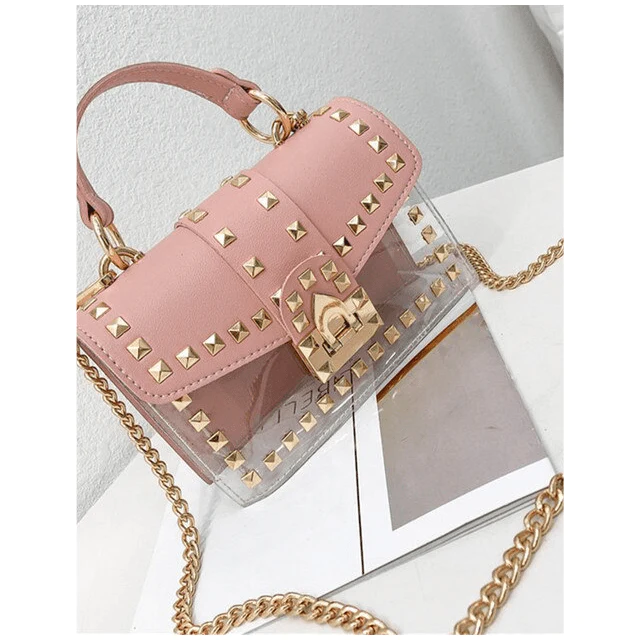 Ladies satchel bag with rivet decor