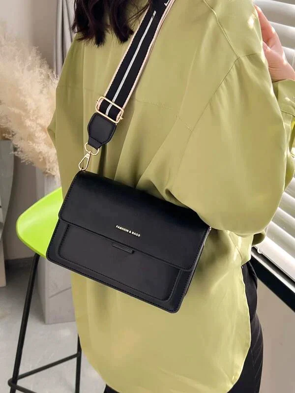 Ladies graphic flap messenger bag