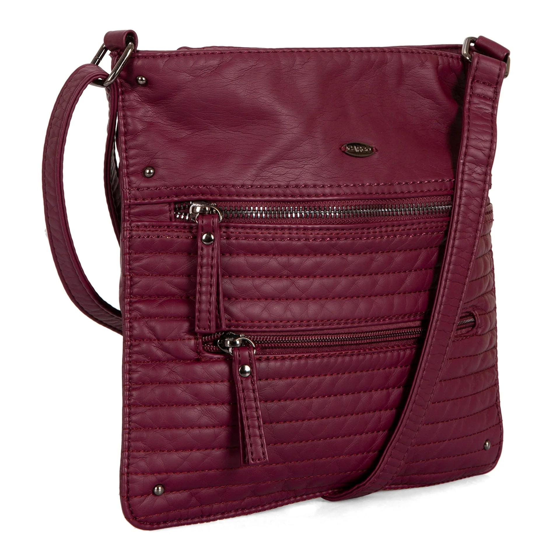 Small Faux Leather Quilted Multi Zip Crossbody