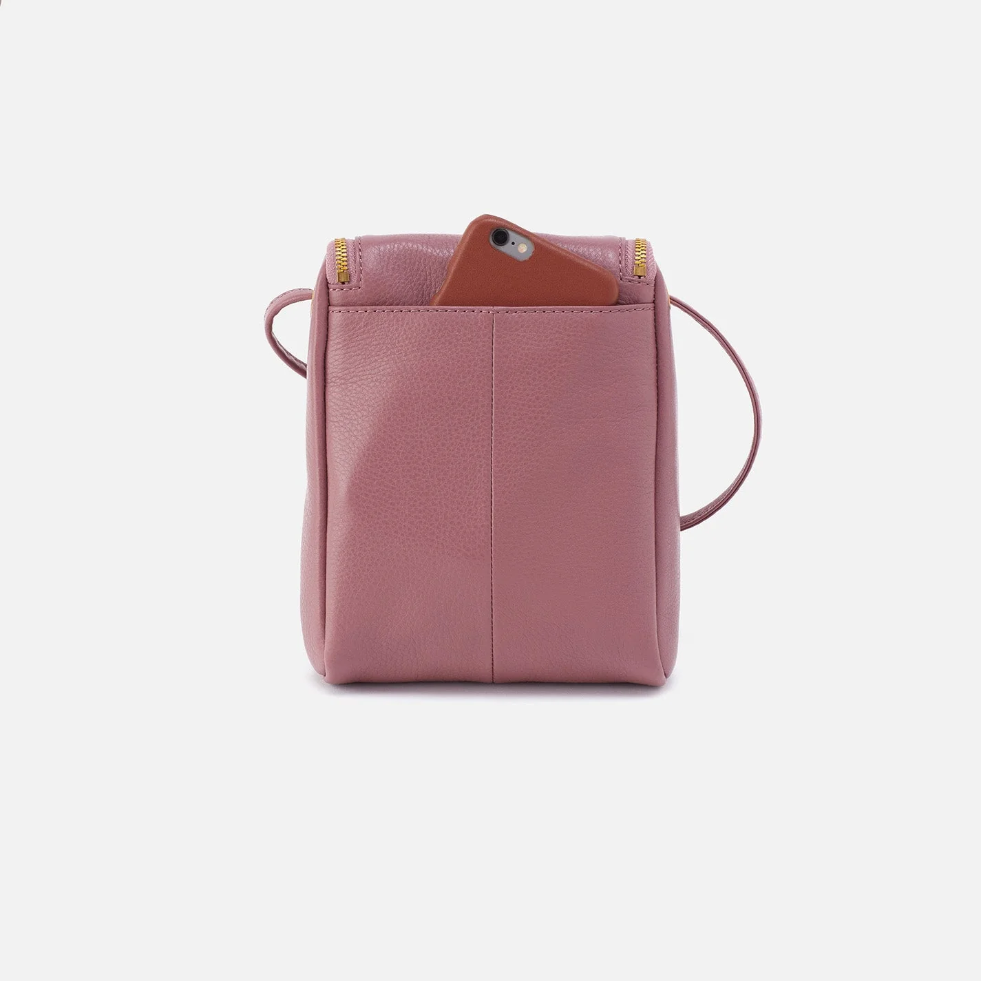 Fern Crossbody in Pebbled Leather - Mauve Gold Leaf