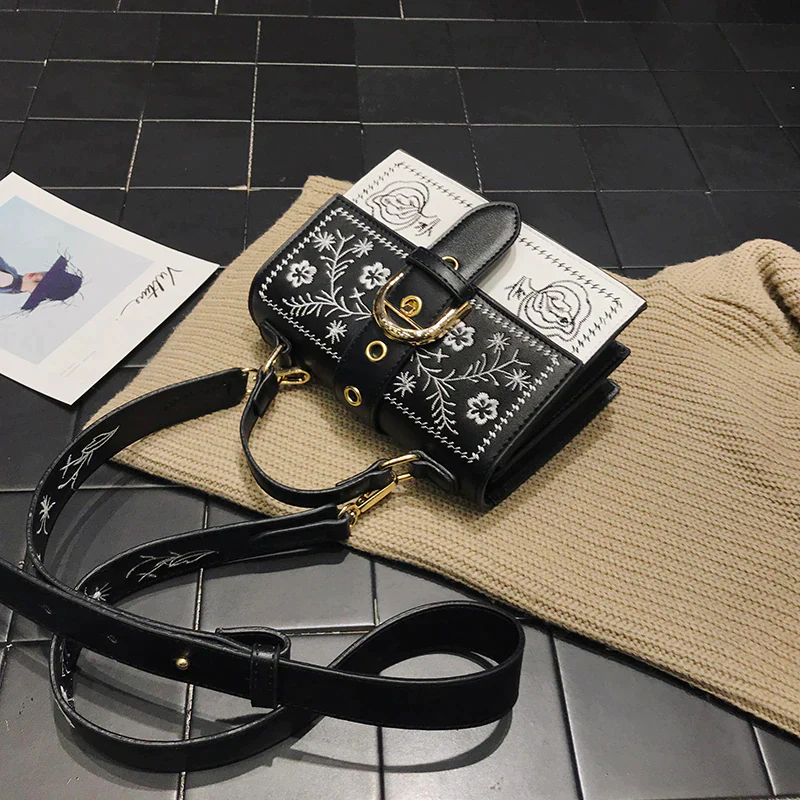 Ladies shoulder and crossbody bag vintage embroidered flower detail beautiful bag