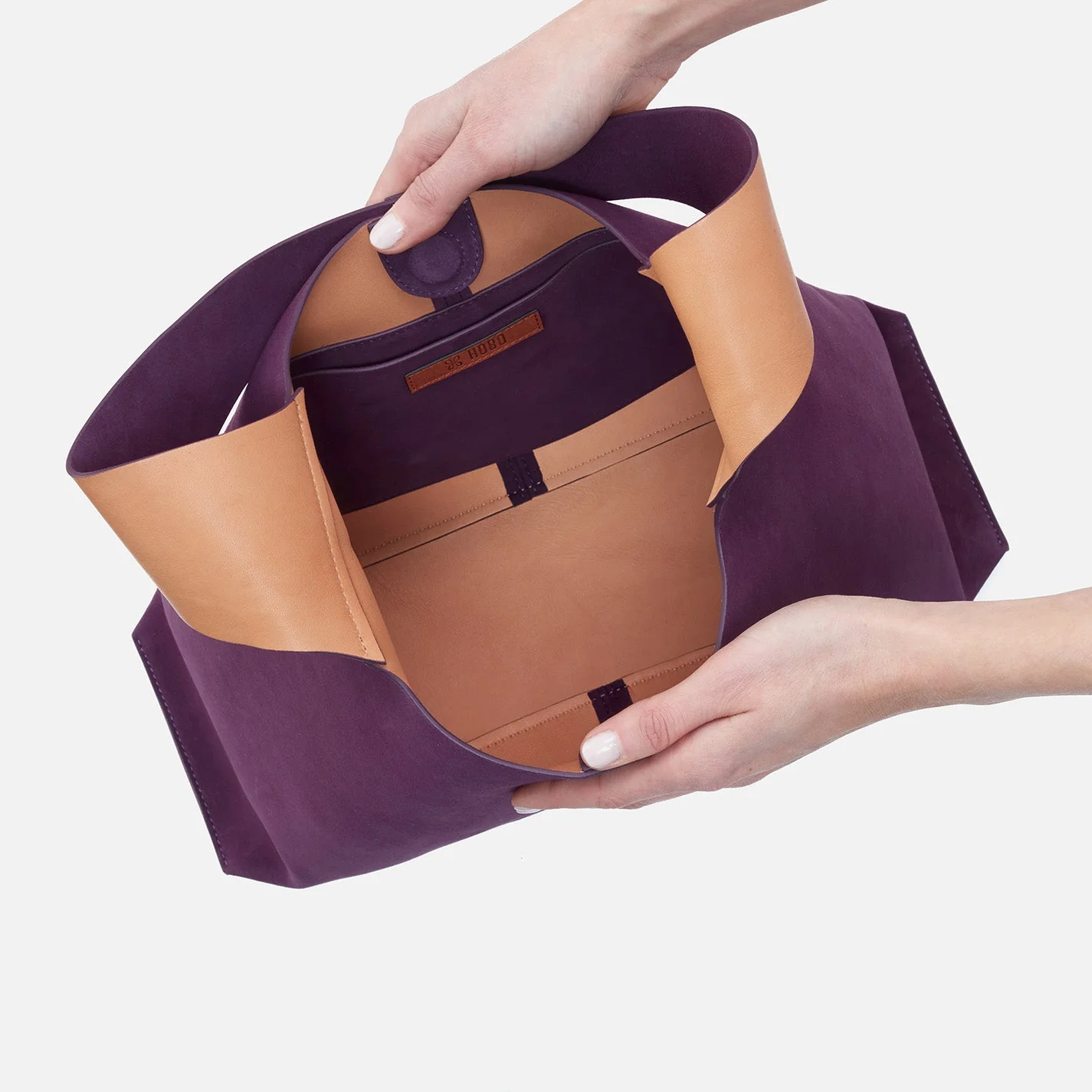 Joni Large Shoulder Bag in Bonded Suede - Viola Cognac