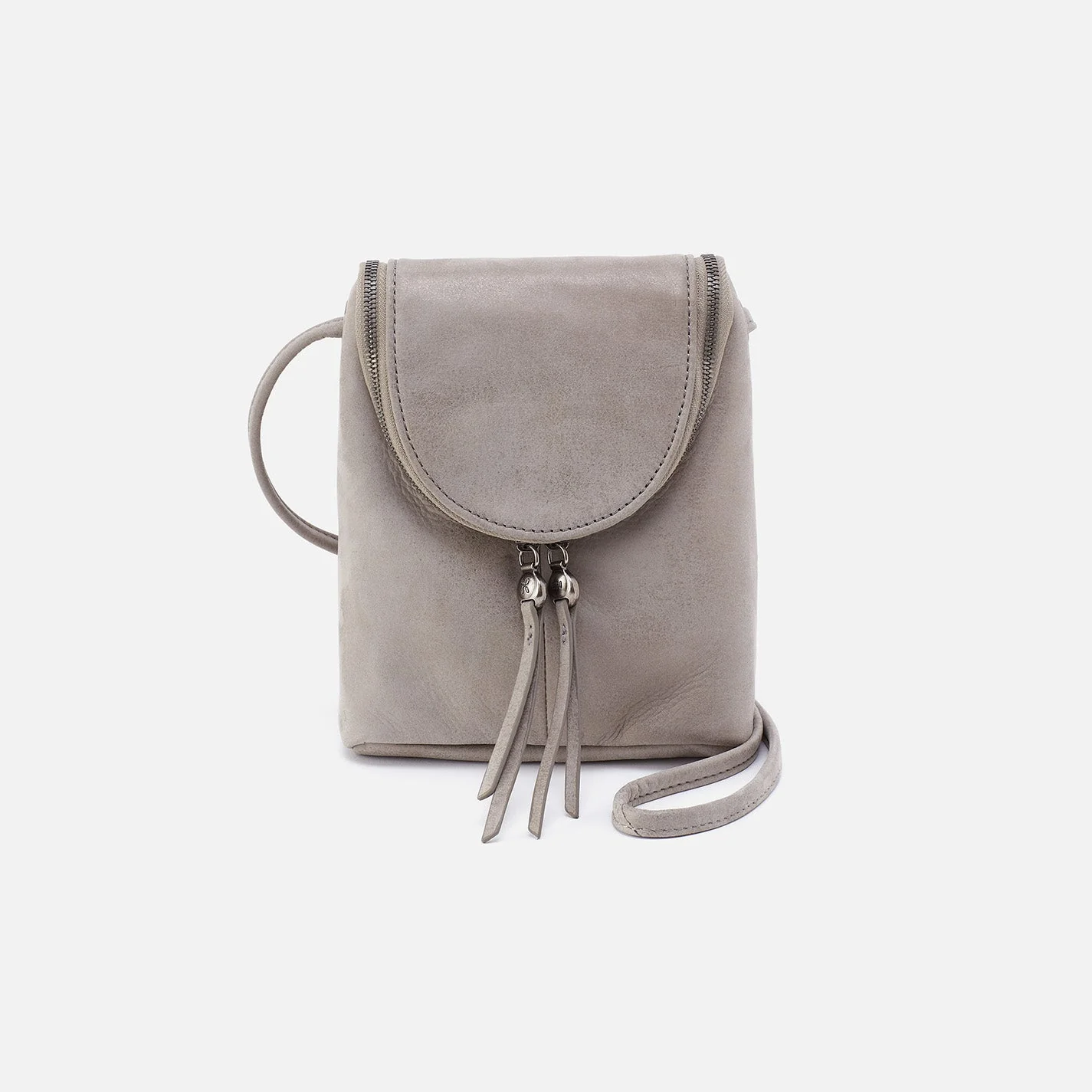 Fern Crossbody in Metallic Leather - Granite Grey Gold Leaf
