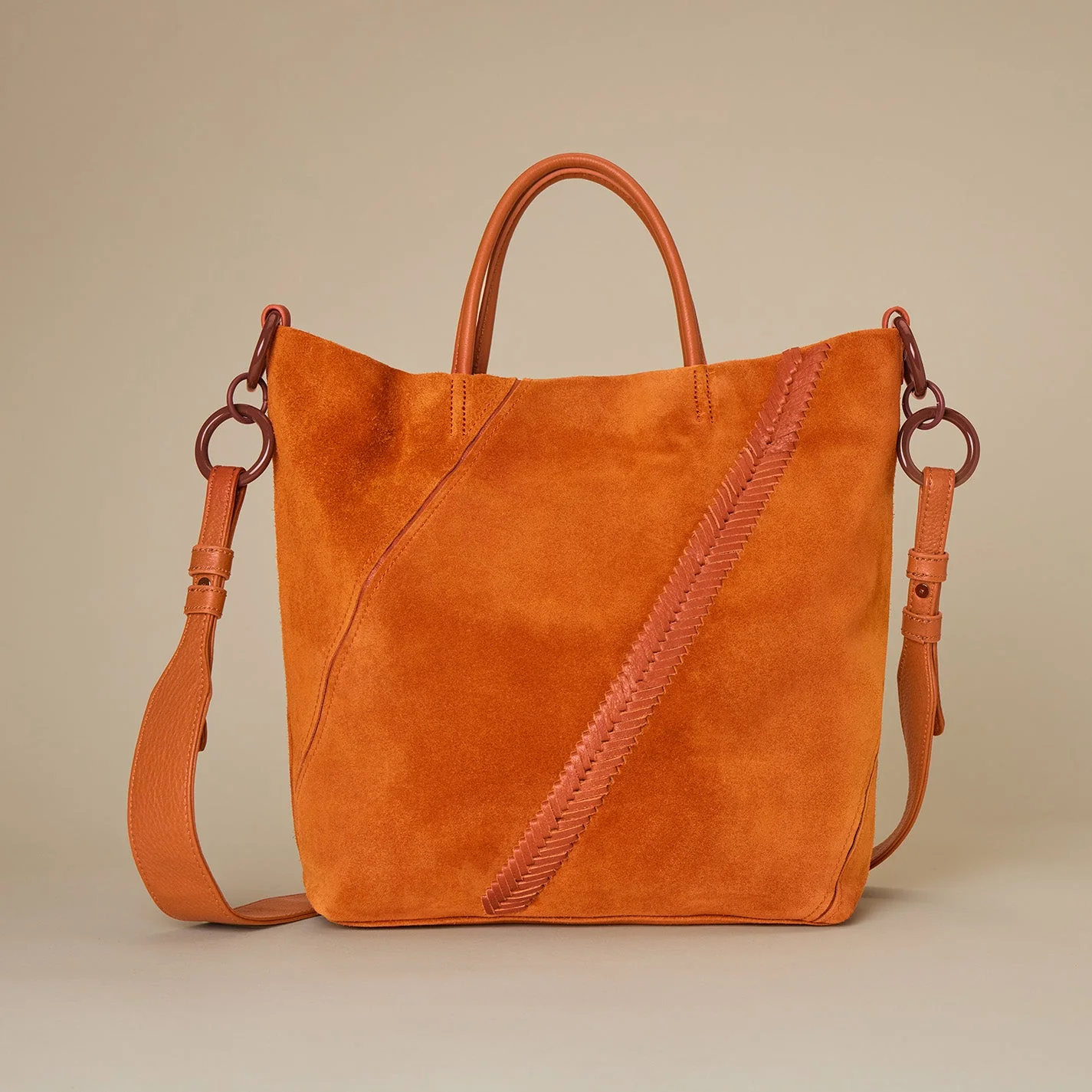 Tripp East-West Tote in Pebbled Leather - Cognac- Black