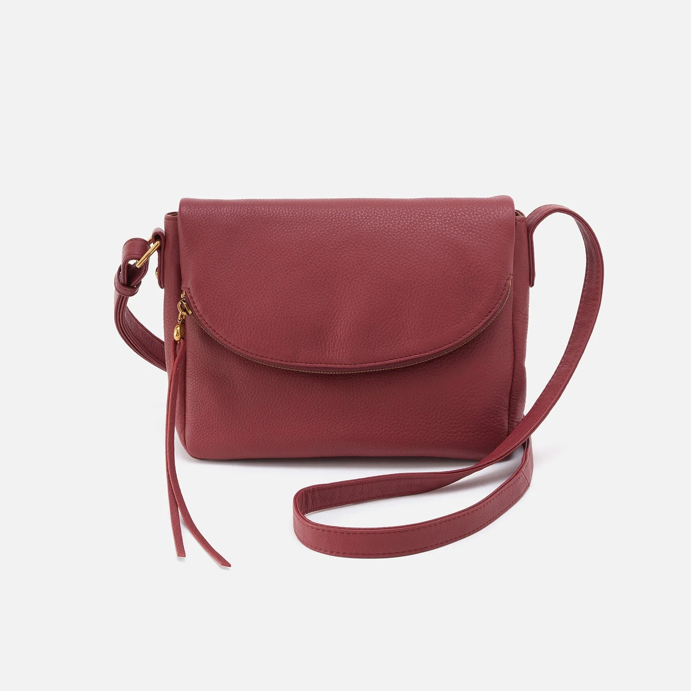 Fern Messenger Crossbody in Pebbled Leather - Red Pear Gold Leaf