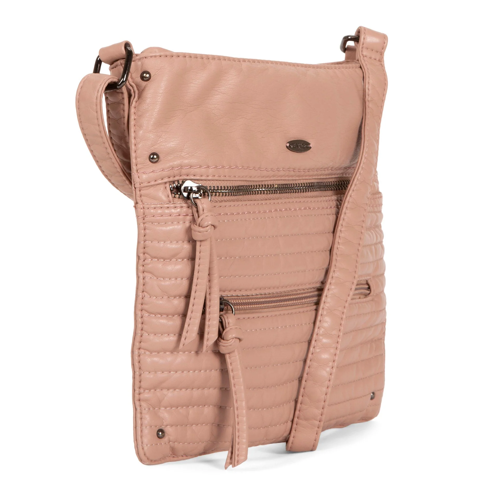 Small Faux Leather Quilted Multi Zip Crossbody