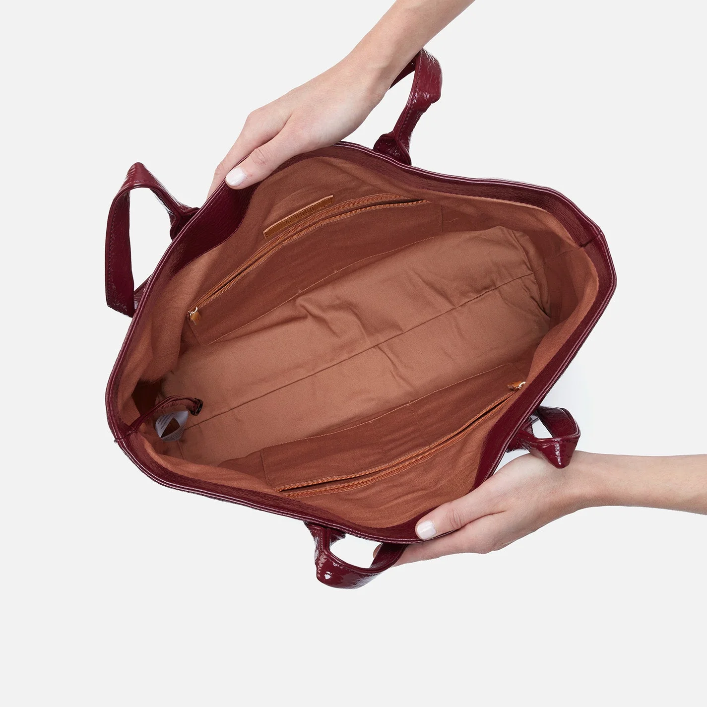 Hobo Shopper Tote in Pebbled Patent - Burgundy