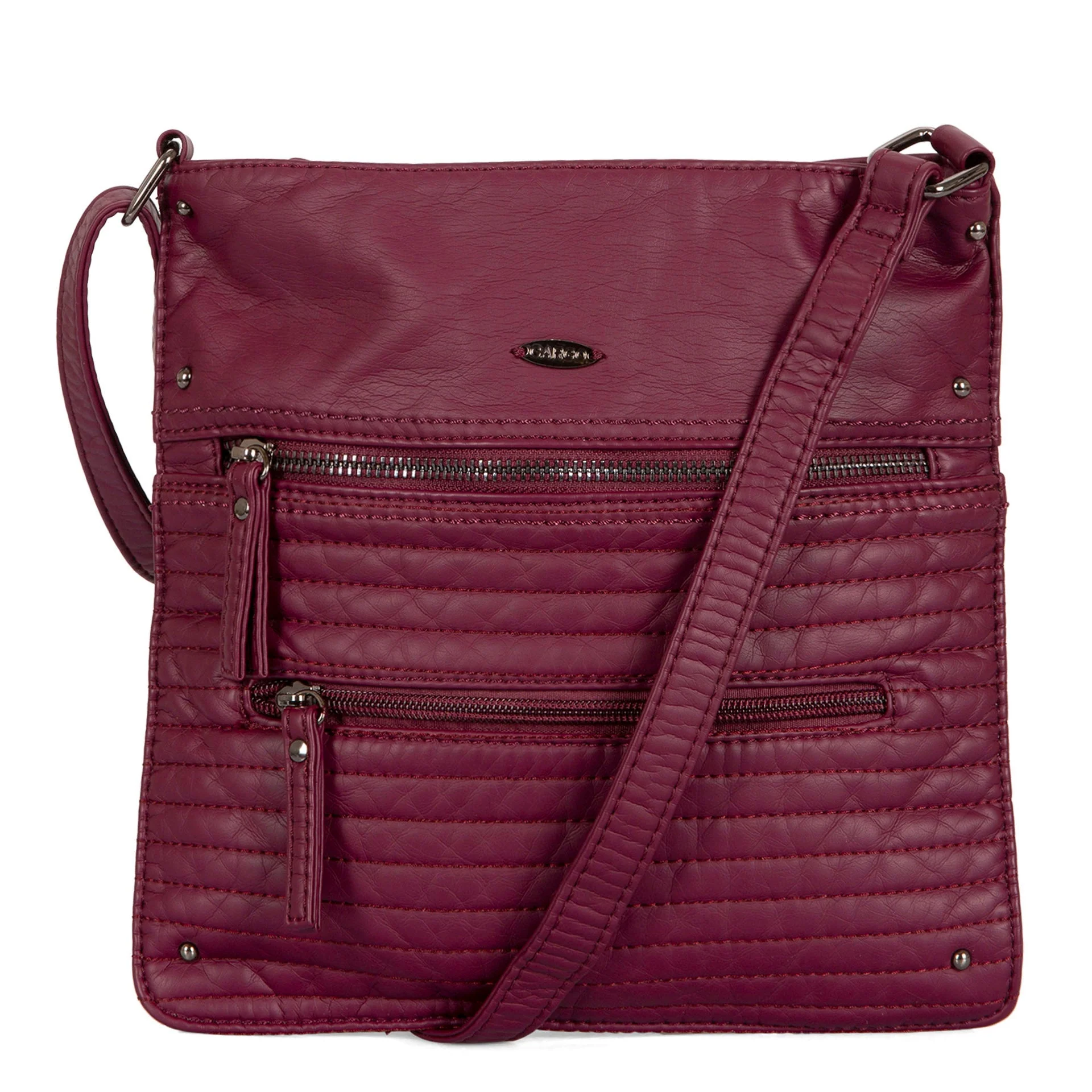 Small Faux Leather Quilted Multi Zip Crossbody