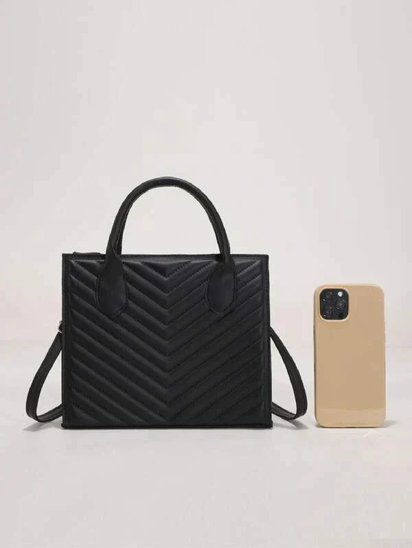 Ladies mini tote and crossbody bag chevron pattern