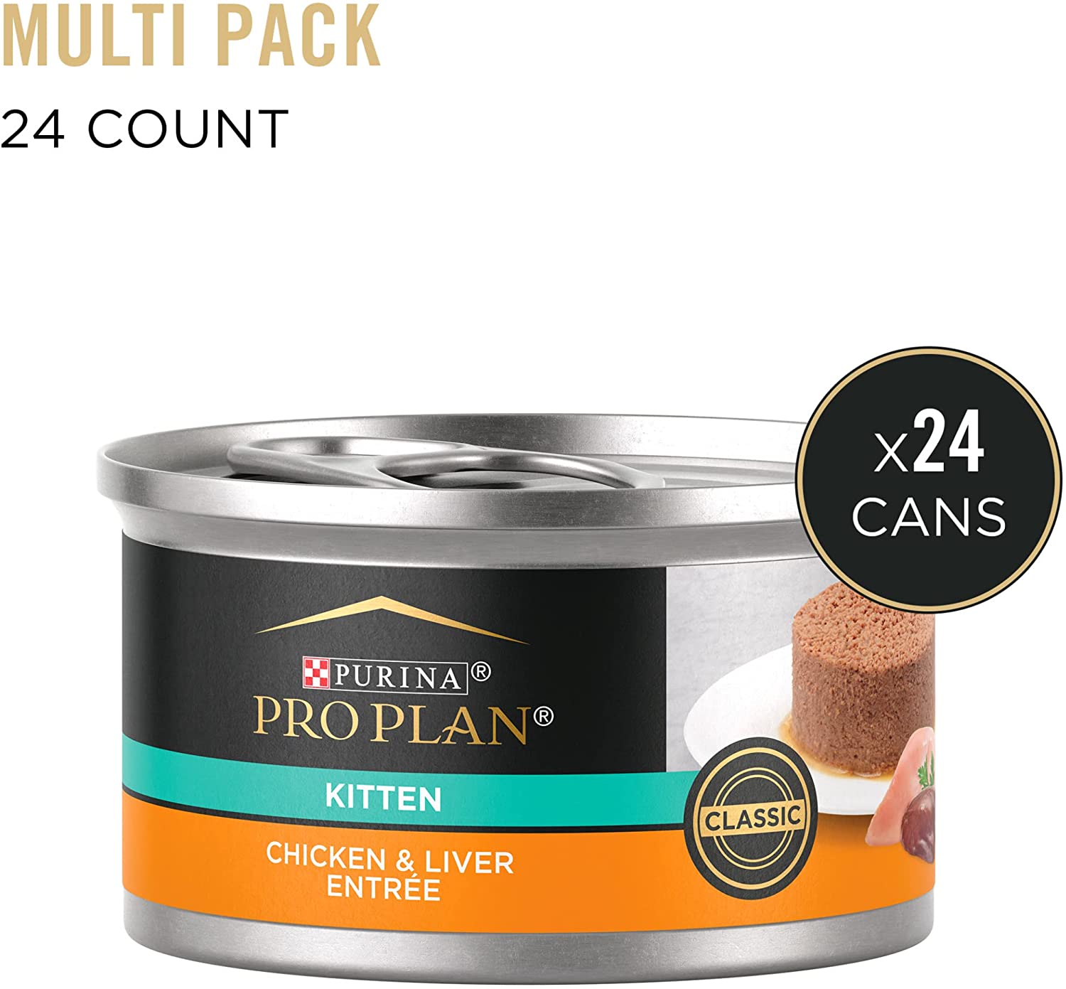 Purina Pro Plan Pate. High Protein Wet Kitten Food. DEVELOPMENT Chicken Liver Entree - (24) 3 oz. Pull-Top Cans