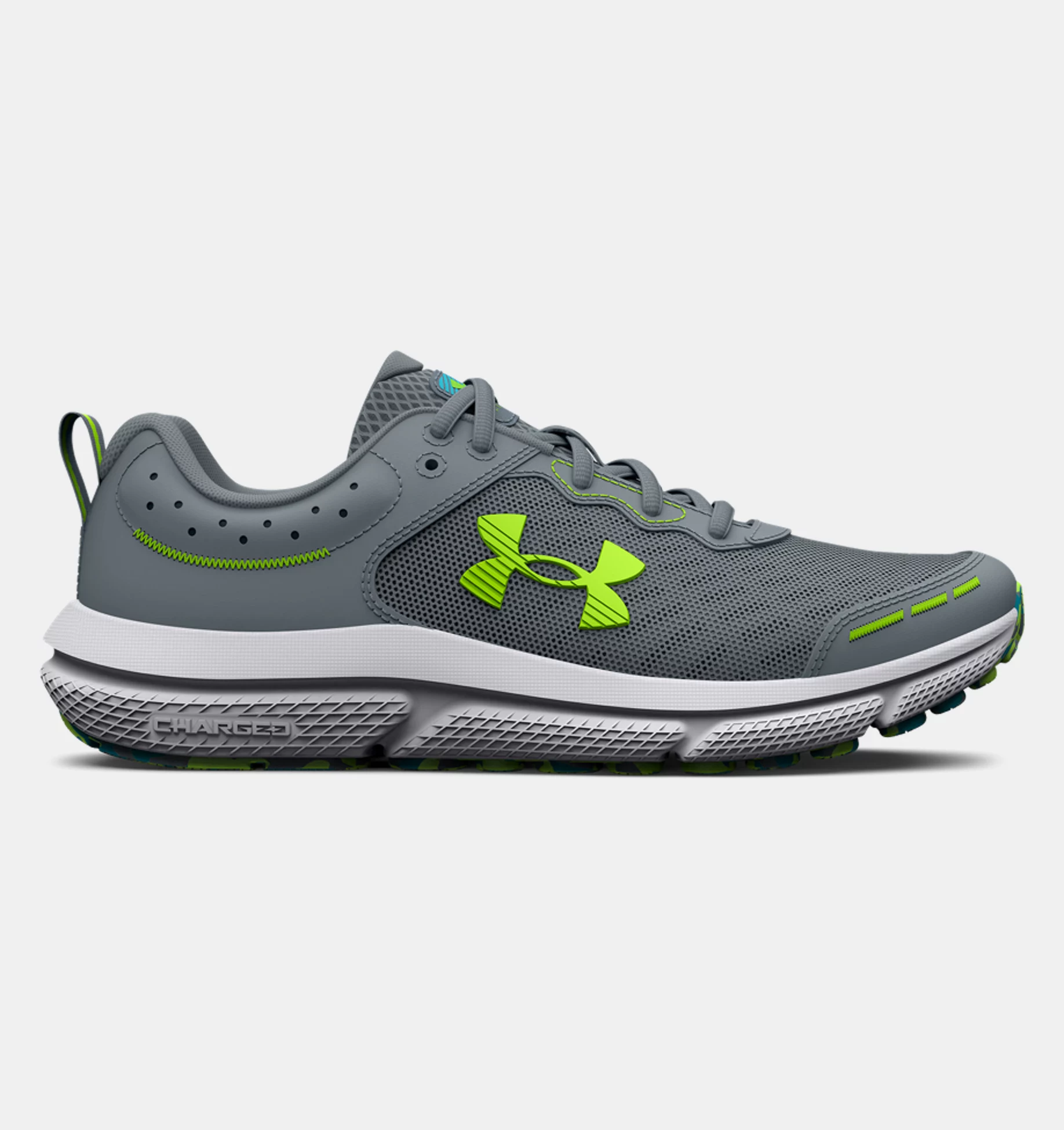 UnderArmour Boys- Grade School UA Assert 10 Wide Running Shoes - Gravel / Glacier Blue - Size 5.5