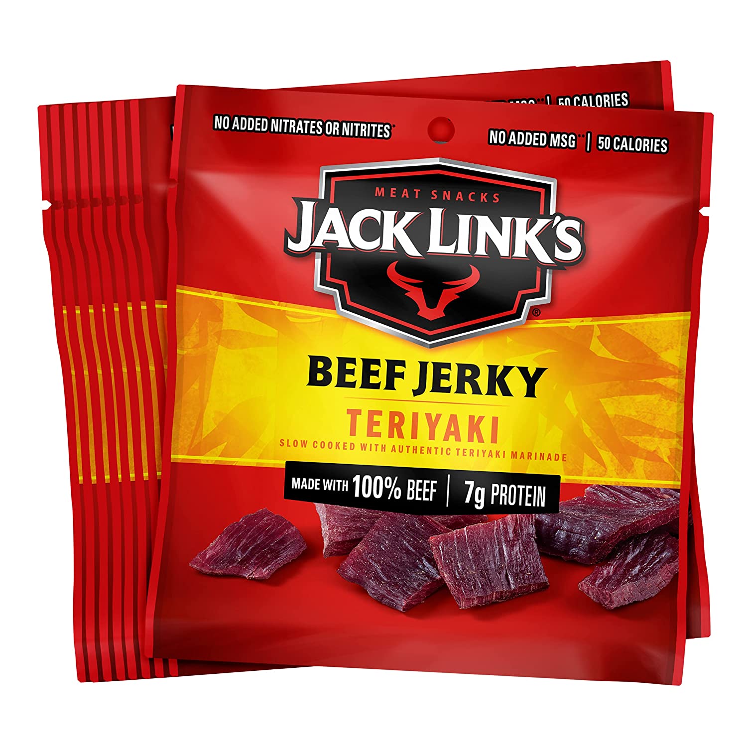 Jack Links Jerky 5 Count Multipack Bags – Flavorful Meat Snack for Lunches. Teriyaki