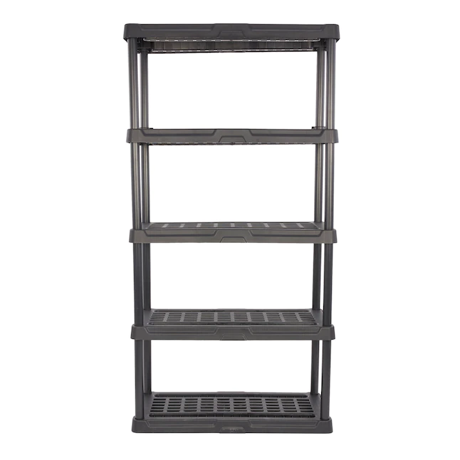 Project Source 339946 Plastic Heavy Duty 5-Tier Utility Shelving Unit (36-in W x 18-in D x 72-in H)