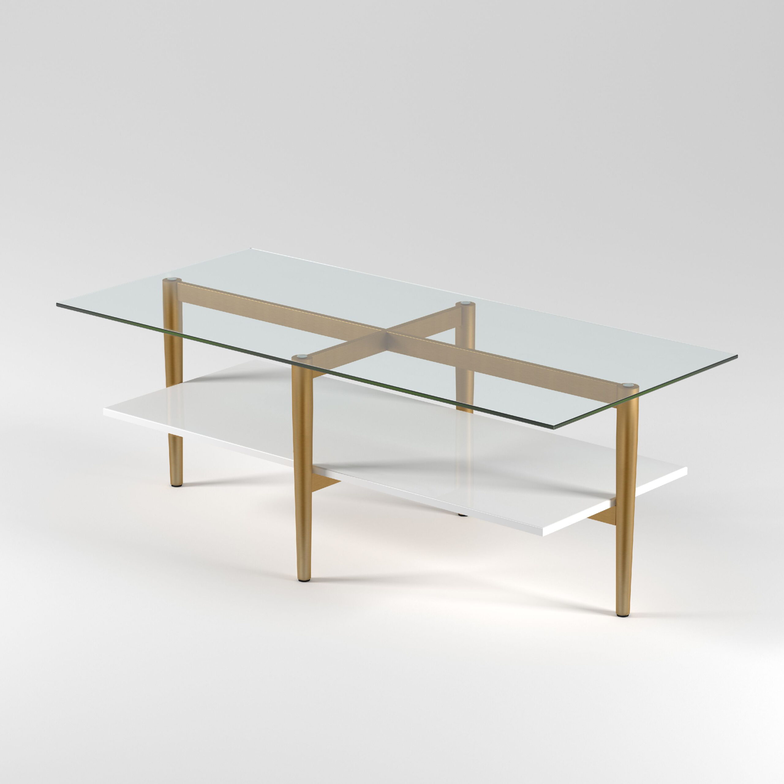Evelyn&Zoe Mid-Century Modern Coffee Table with Glass Top