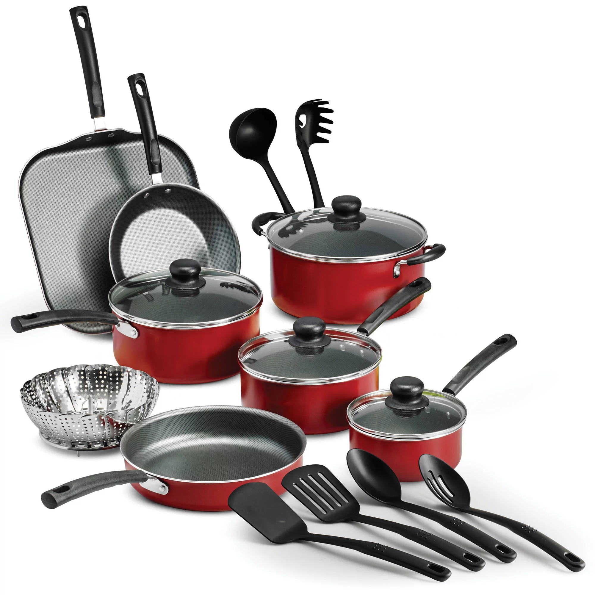 Tramontina Primaware 18 Piece Non-stick Cookware Set. Red