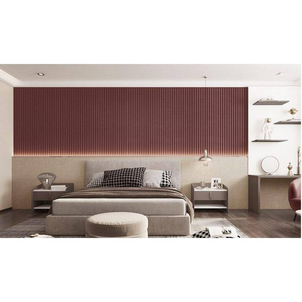 Ejoy CladdingPanel_WC7G_035 106 in. x 6 in x 0.5 in. Solid Wood Wall 7 Grid Cladding Siding Board in Rose Red Color (Set of 4-Piece)