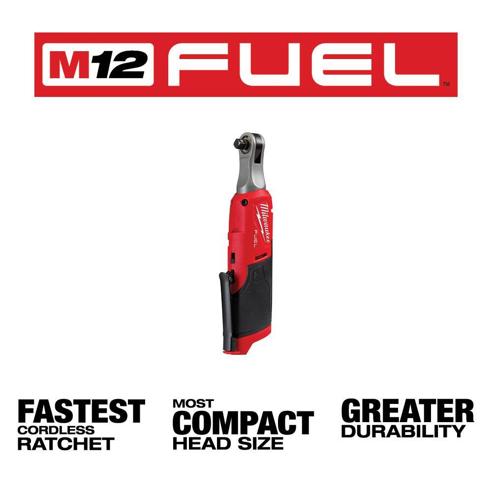 Milwaukee 2567-20-2367-20 M12 FUEL 12V Lithium-Ion Brushless Cordless High Speed 3/8 in. Ratchet with M12 Rover Flood Light