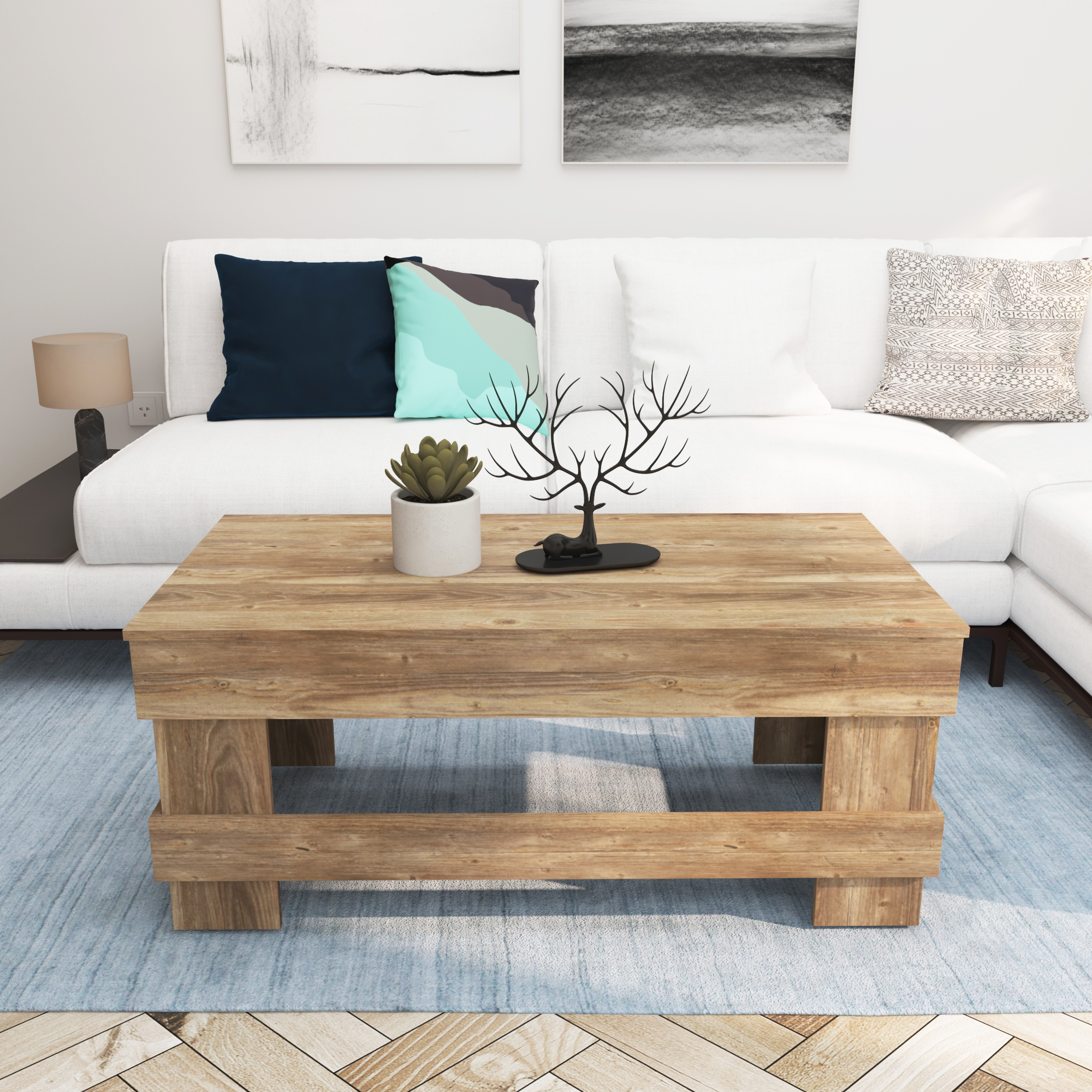 Woven Paths Reclaimed Wood Coffee Table. Natural