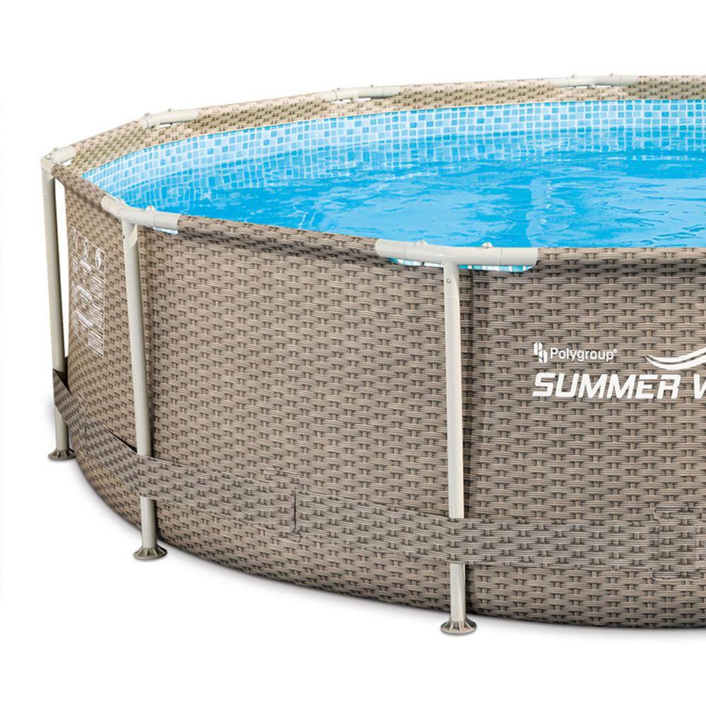 Summer Waves P20012335 Dark Wicker 12 ft. Round 30 in. Deep Metal Frame Pool