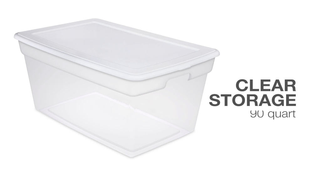 Sterilite 90 Qt. Storage Box Plastic. White. Set of 4