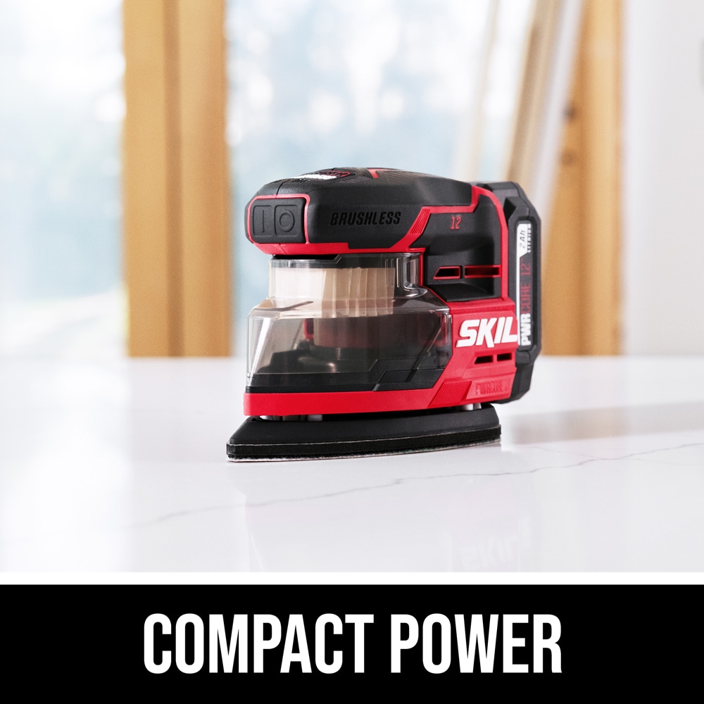SKIL PWR CORE Compact 12-Volt Brushless Cordless Detail Sander with Dust Management (Battery Included)