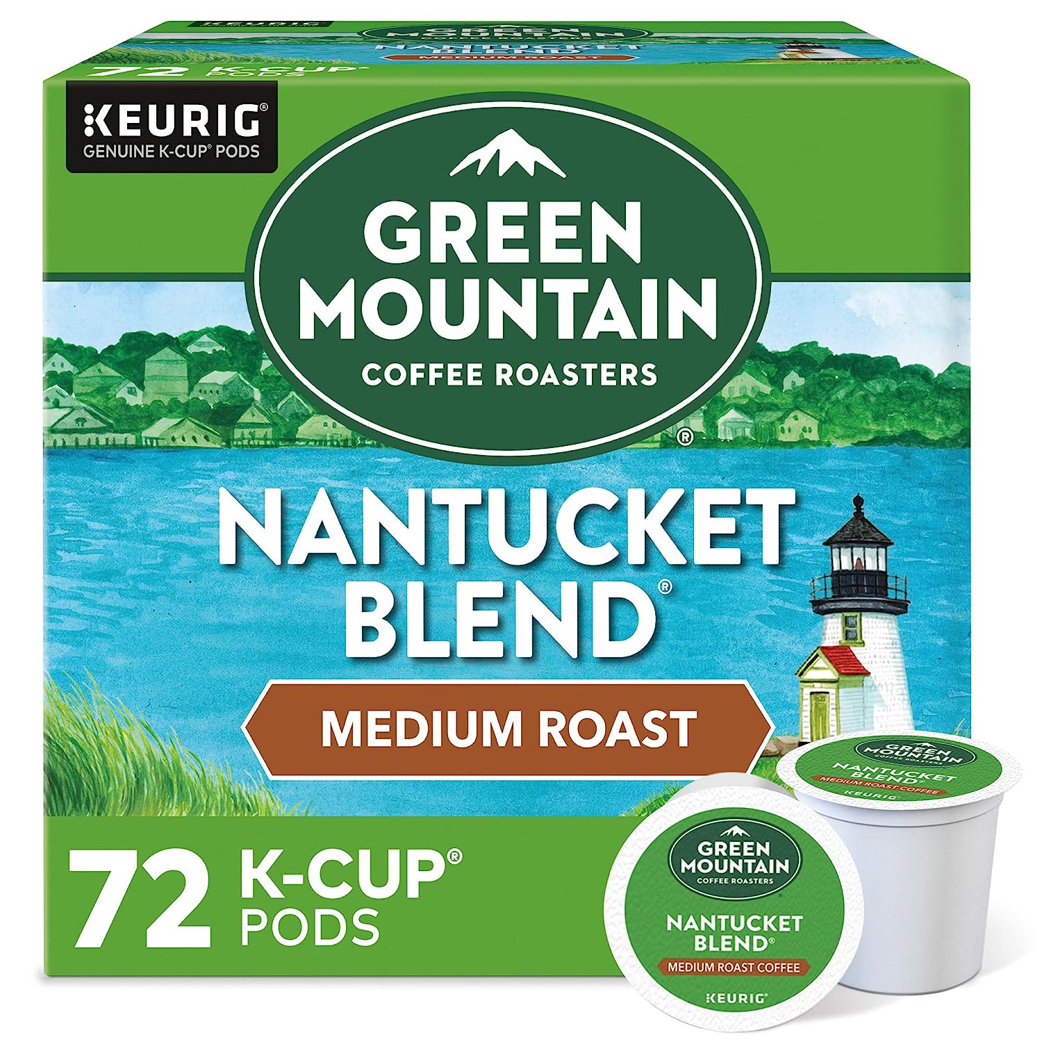 Green Mountain Coffee Roasters Nantucket Blend. Single-Serve Keurig K-Cup Pods. Medium Roast Coffee Pods. 72 Count
