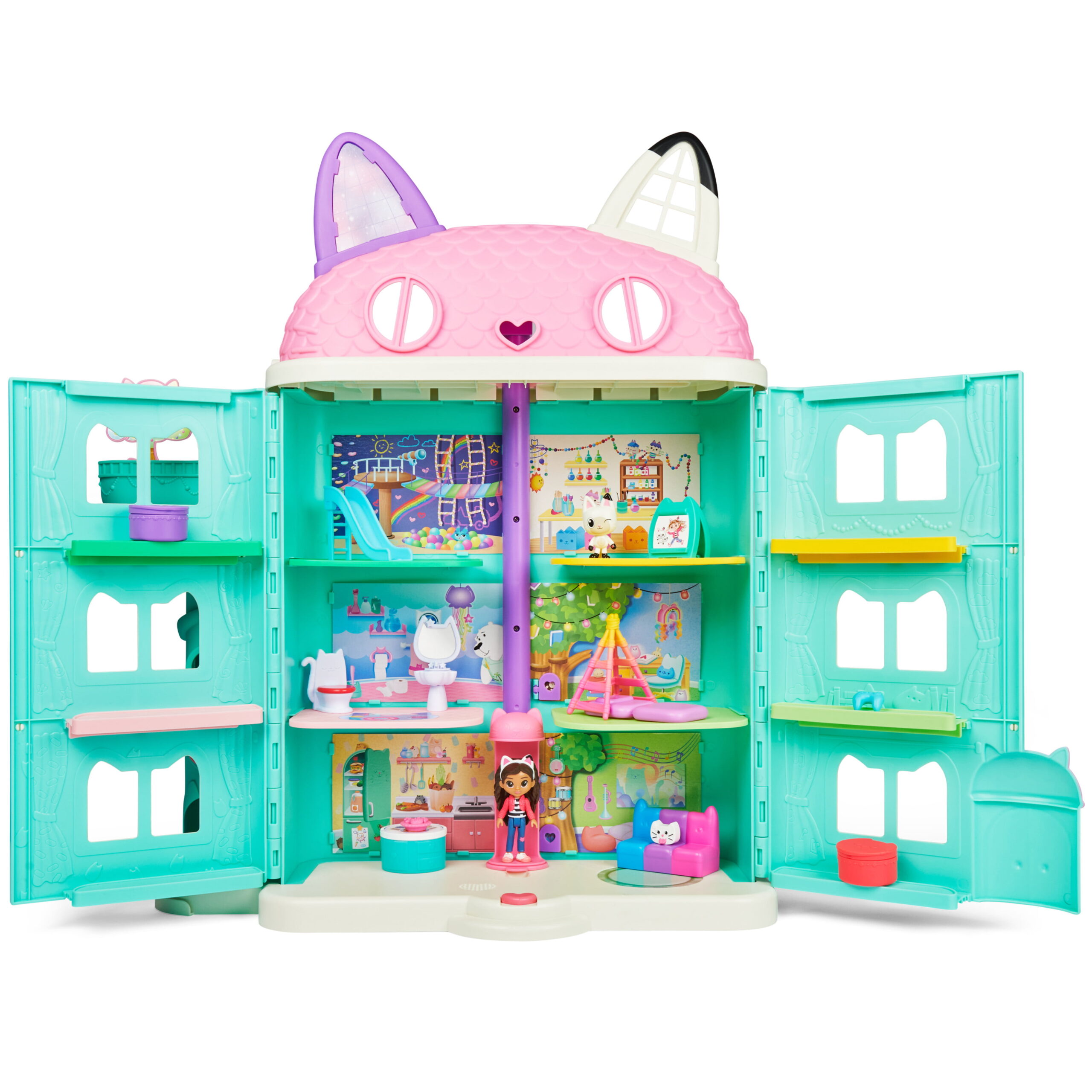 Gabby-s Dollhouse. Purrfect Dollhouse 2-Foot Tall Playset with Sounds. 15 Pieces
