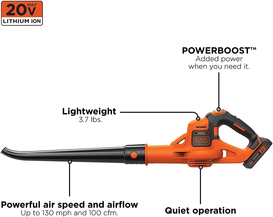 BLACK+DECKER 20V MAX* Cordless Sweeper with Power Boost (LSW321)
