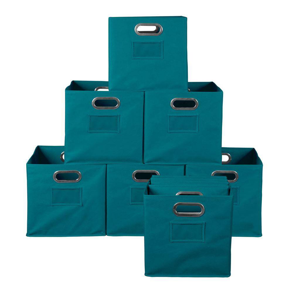 Regency HDCHTOTE12PKTL 12 in. H x 12 in. W x 12 in. D Teal Fabric Cube Storage Bin 12-Pack