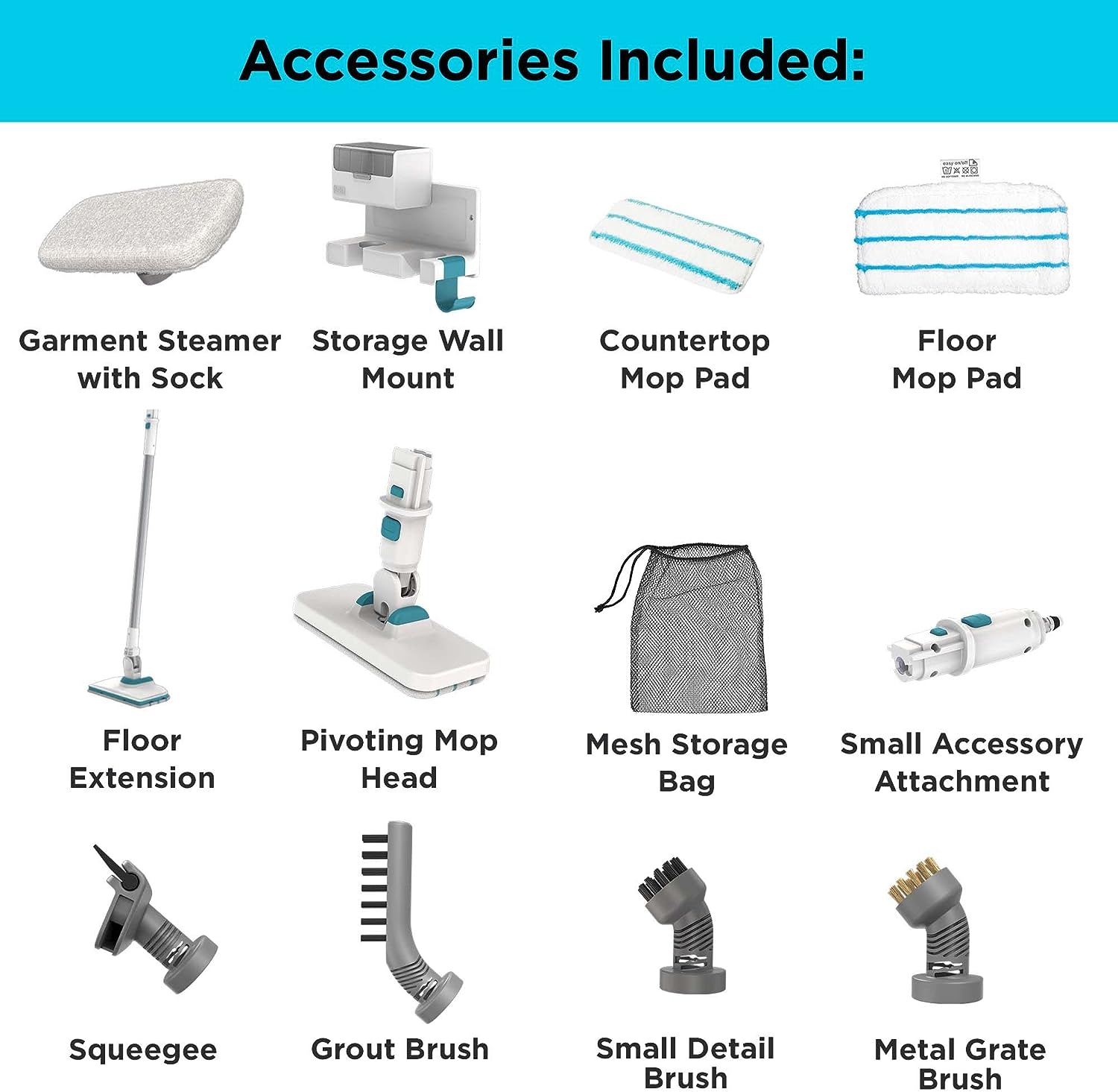 BLACK+DECKER Steamer. 7 Attachments for Multipurpose Cleaning. Includes Storage Wall Mount (BHSM15FX10)