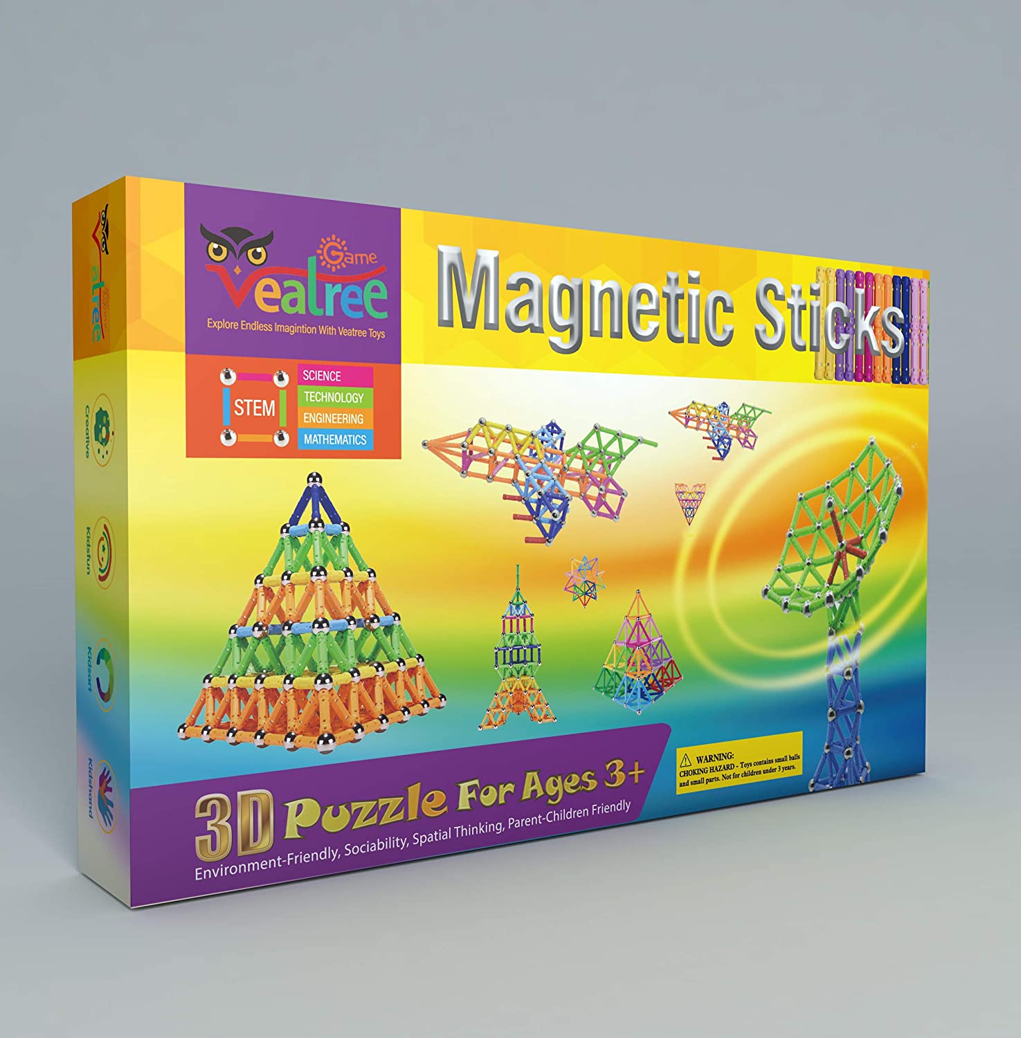 Veatree 160 Pcs Magnetic Building Sticks Blocks Toys. Magnet Educational Toys
