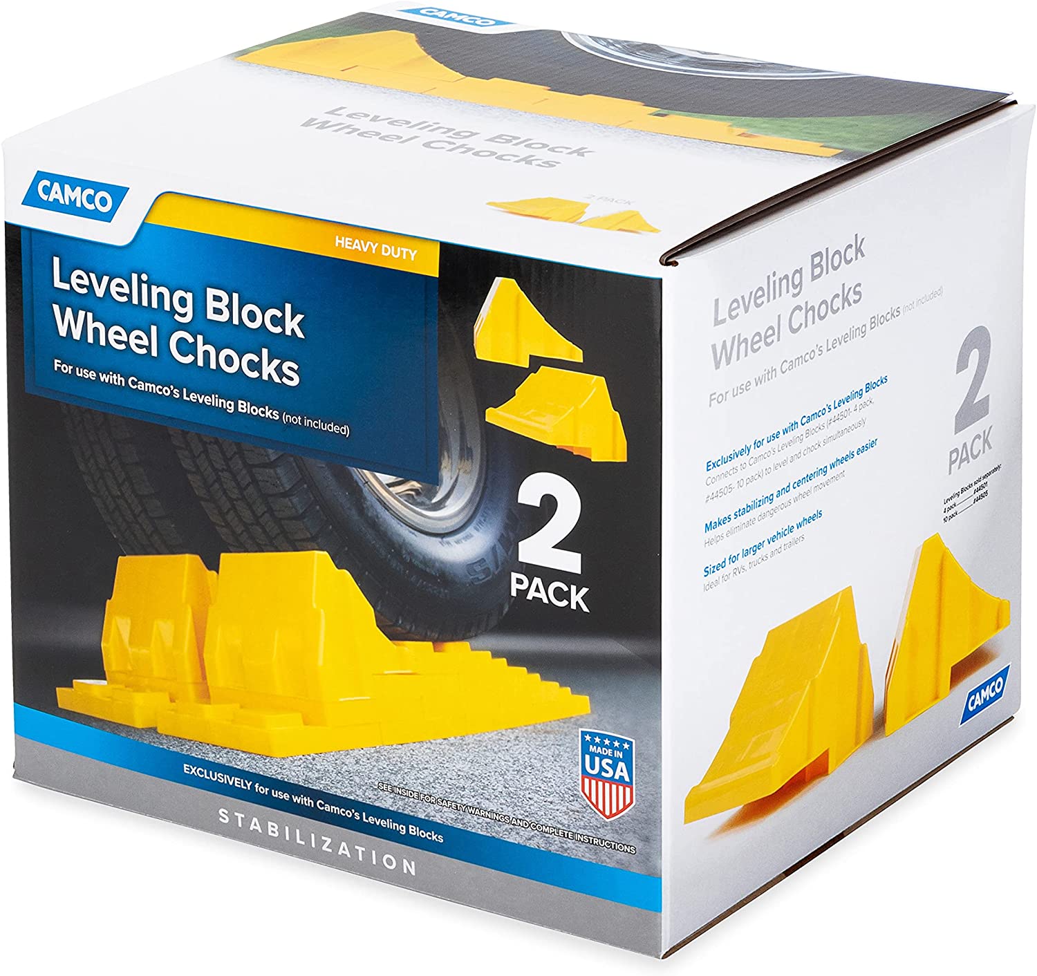 Camco 44401 Leveling Block Wheel Chock - Pack of 2 . Yellow