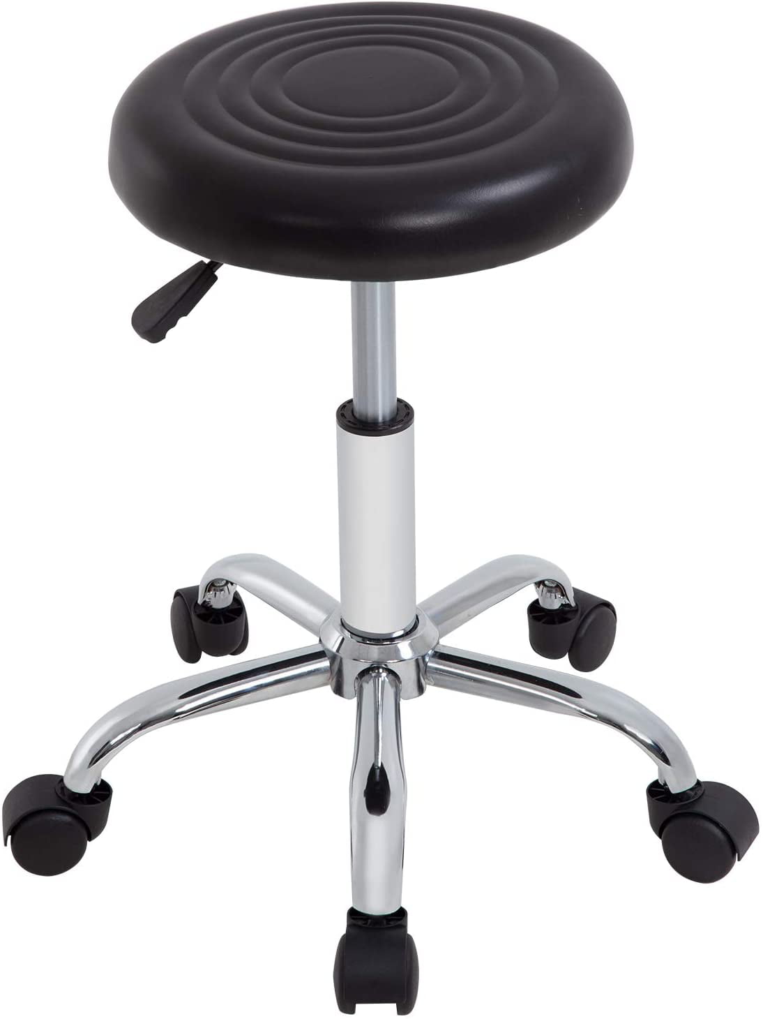 Furinno Adjustable Round Armless Rolling Spa Chair with PU Cushion. 12 Inch. Black