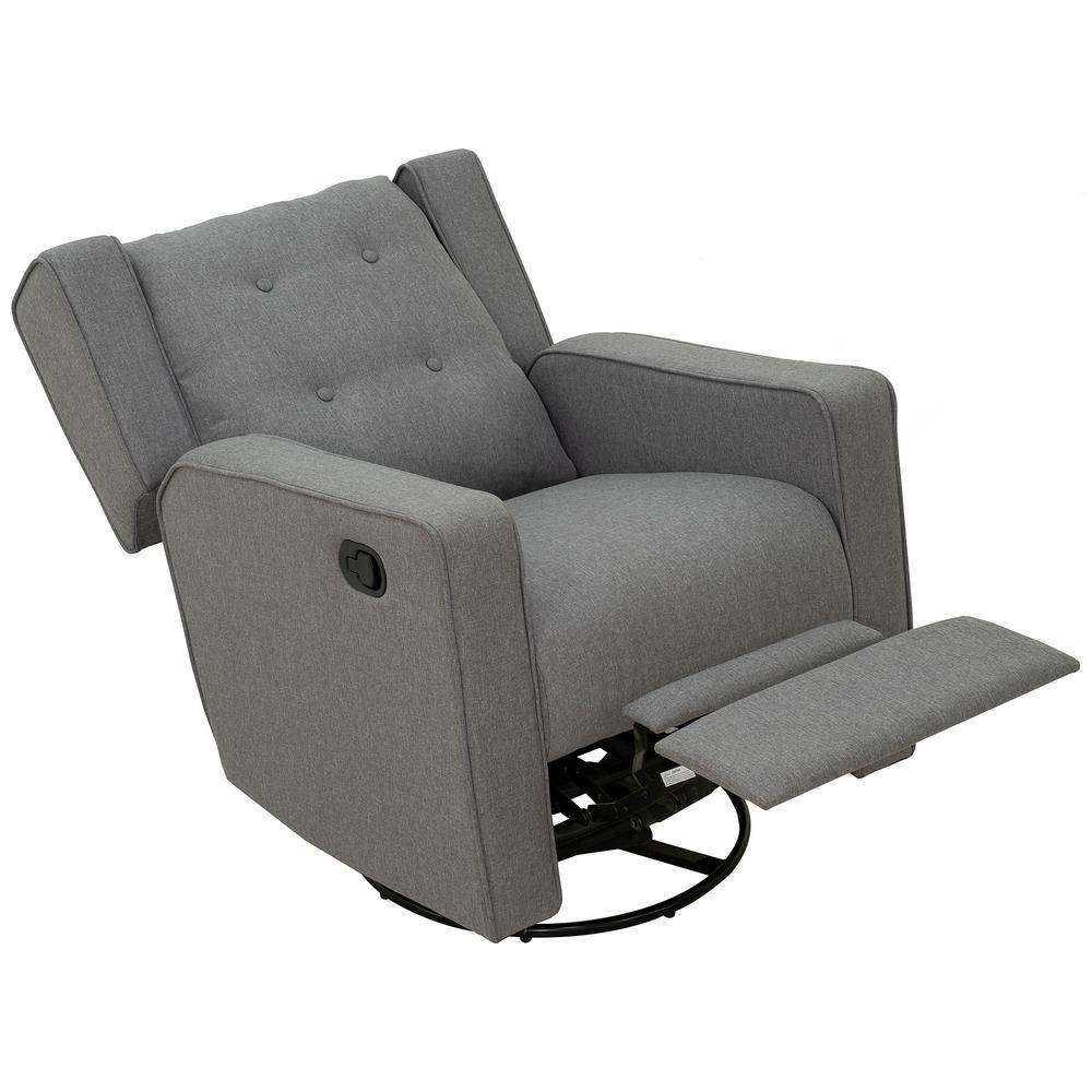 HomCom Grey Polyester Swivel Gliding Relciner Chair