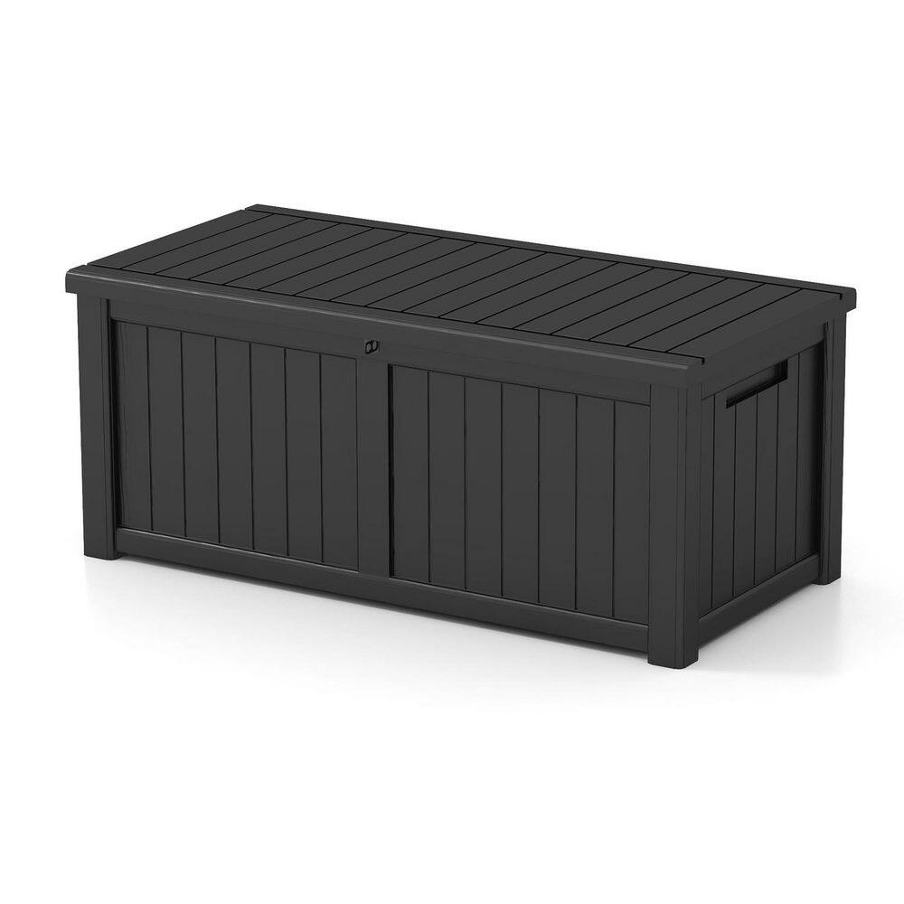 Patiowell PASB120W0 120 Gal. Outdoor Storage Plastic Resin Deck Box Large Patio Storage Container in Black
