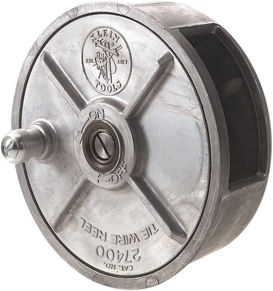 Klein Tools 27400 Tiewire Reel. Lightweight Aluminum. Left Handed and Right Handed with Rewind Knob