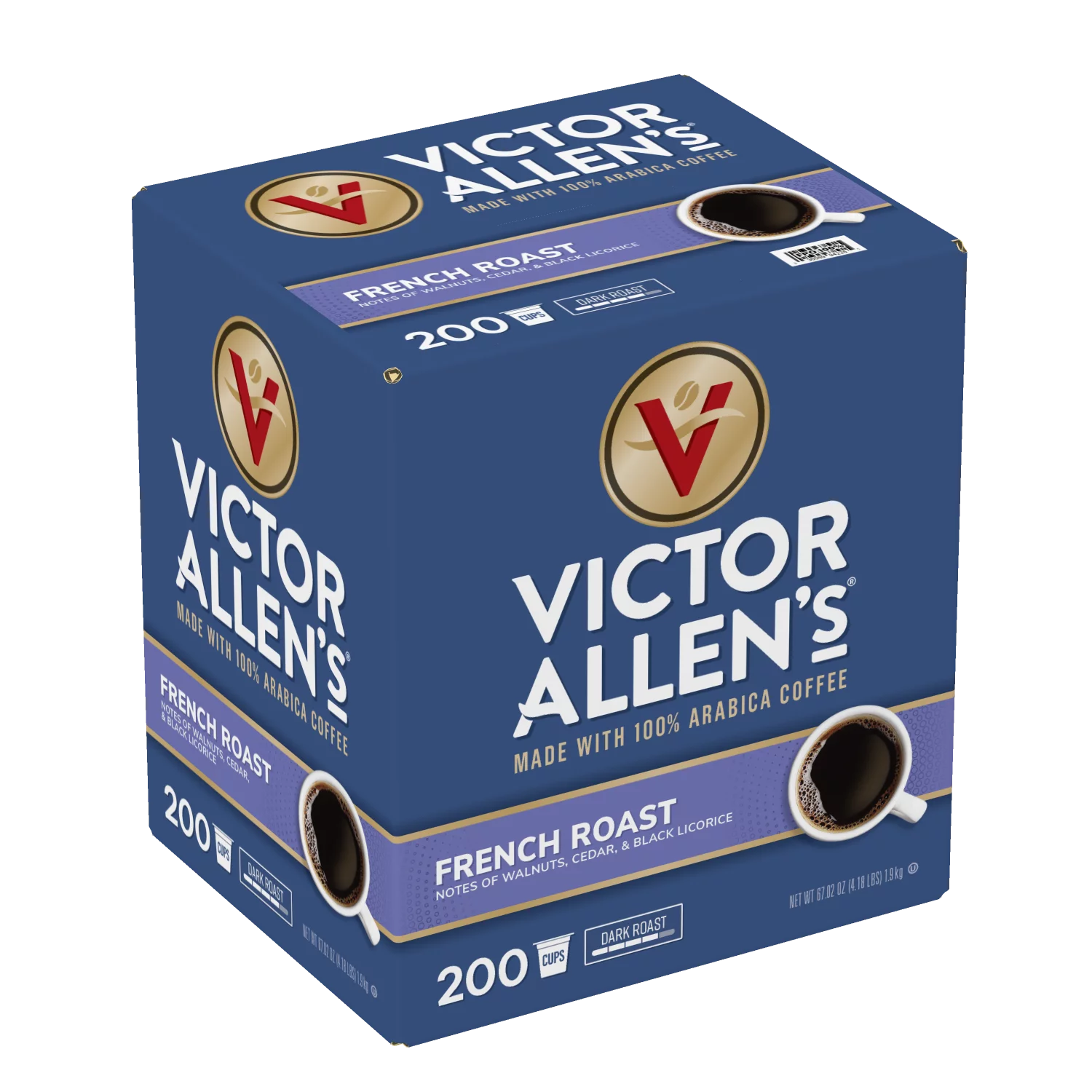 Victor Allen-s Coffee French Roast. Dark Roast. 200 Count. Single Serve Coffee Pods for Keurig K-Cup Brewers