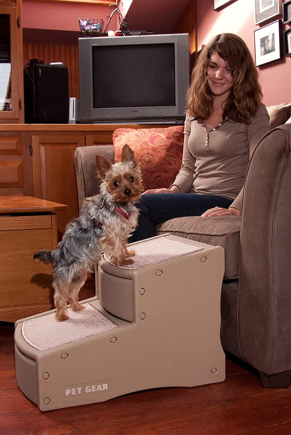 Pet Gear Easy Step II Pet Stairs. 2 Step for Cats/Dogs up to 150 Pounds. Portable. Removable Washable Carpet Tread. No Tools Required. Available in 5 Colors