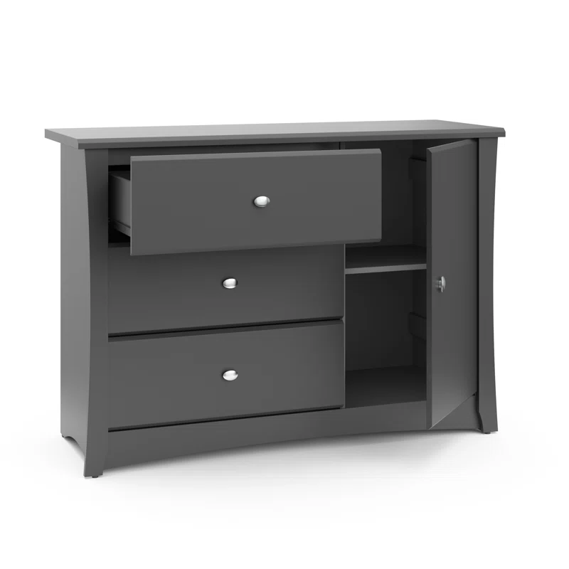 Storkcraft 03663-31G Crescent 3 Drawer Combo Dresser (Gray) – Baby and Kids Bedroom Organizer. Nursery Chest. Storage Dresser With Drawers. Universal Design