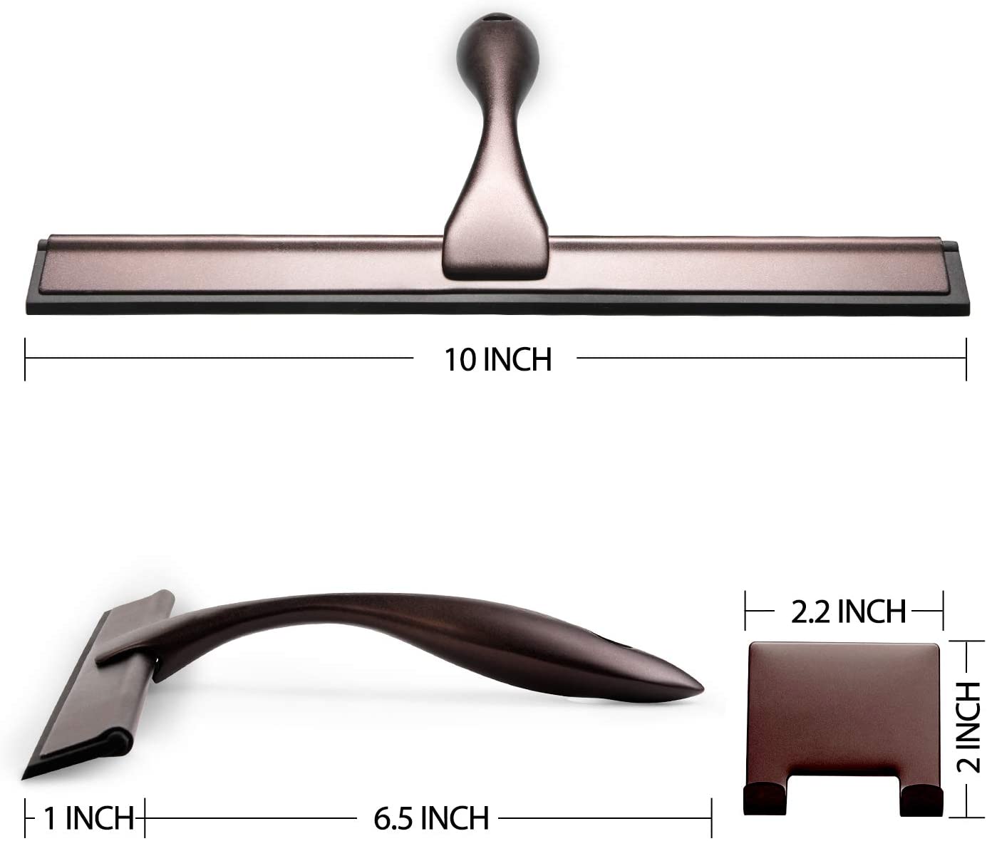 All-Purpose Shower Squeegee Bronze for Shower Doors. Bathroom. Window and Car Glass. Stainless Steel. 10 Inches