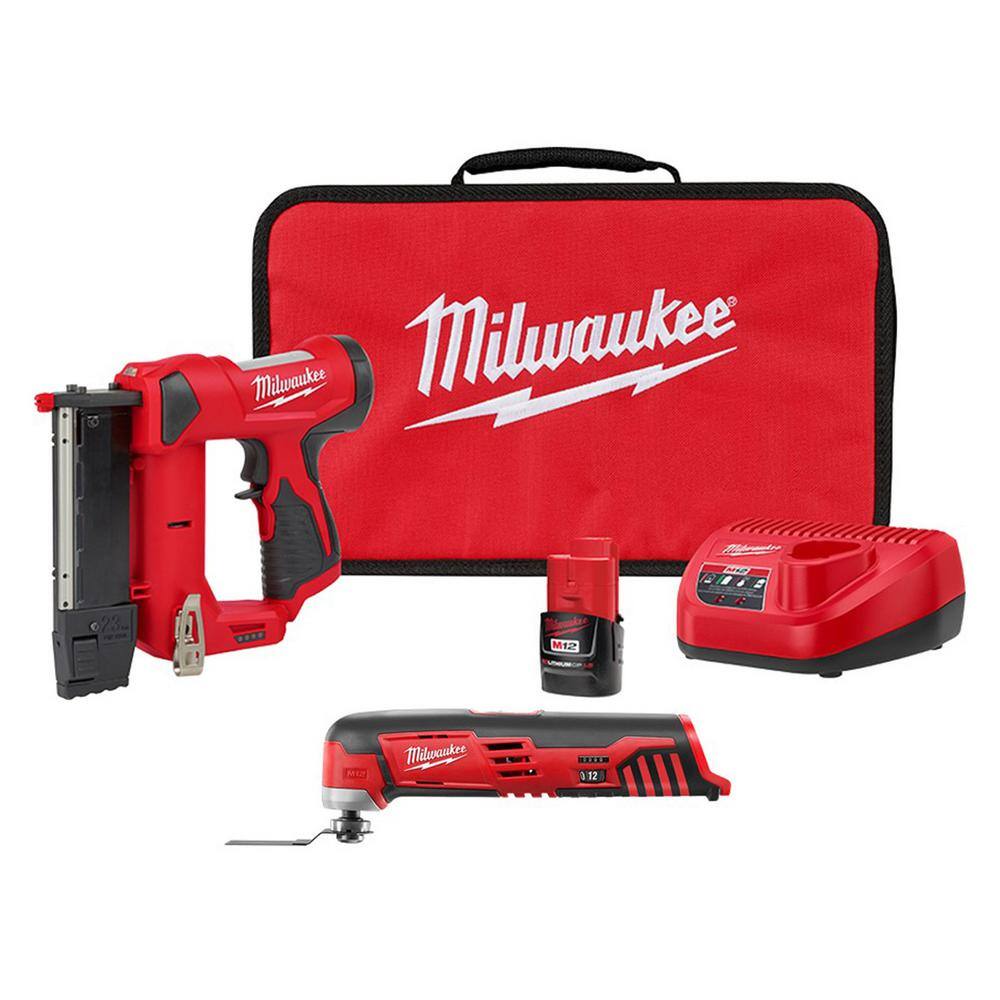 Milwaukee 2540-21-2426-20 M12 12-Volt 23-Gauge Lithium-Ion Cordless Pin Nailer Kit with M12 12-Volt Lithium-Ion Cordless Oscillating Multi-Tool