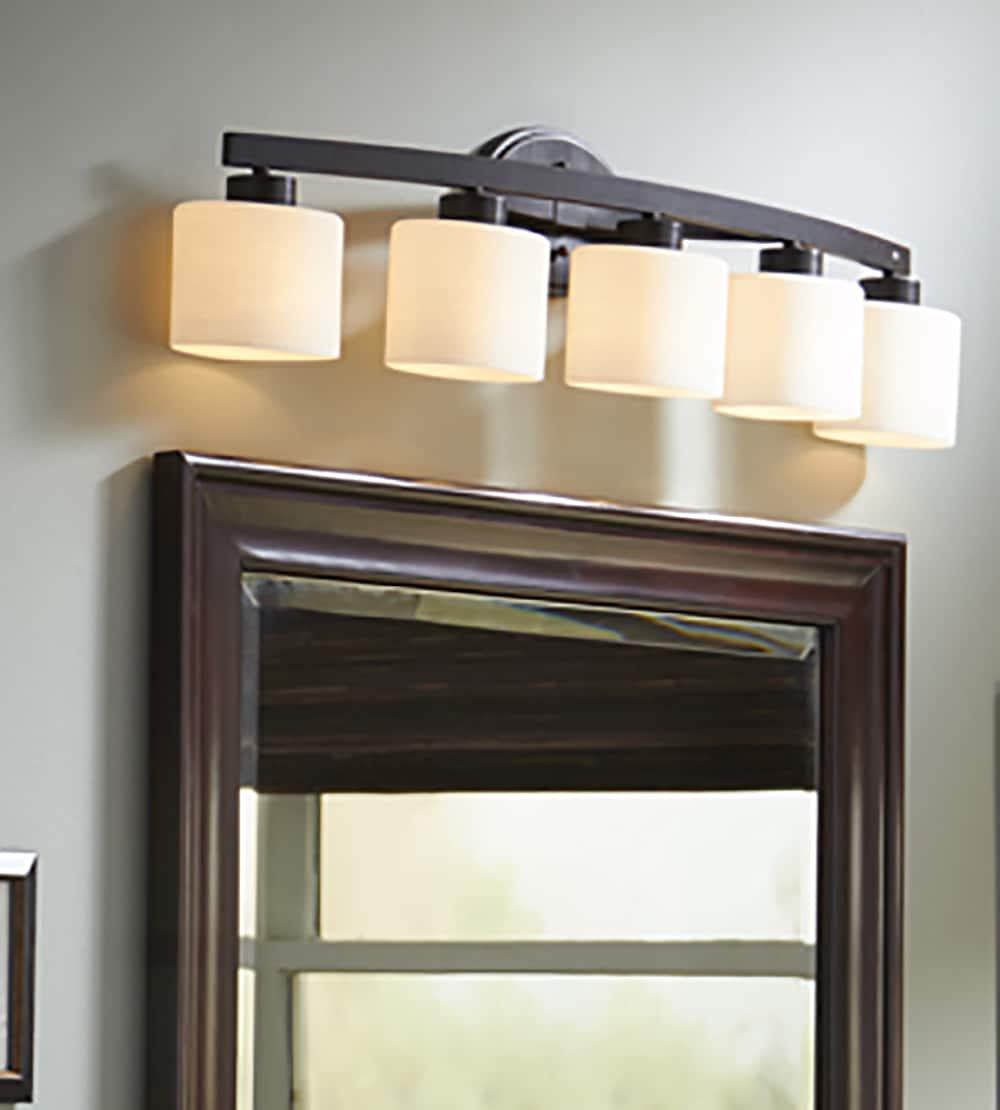 allen + roth Merington 37.5-in 5-Light Matte Black Transitional Vanity Light