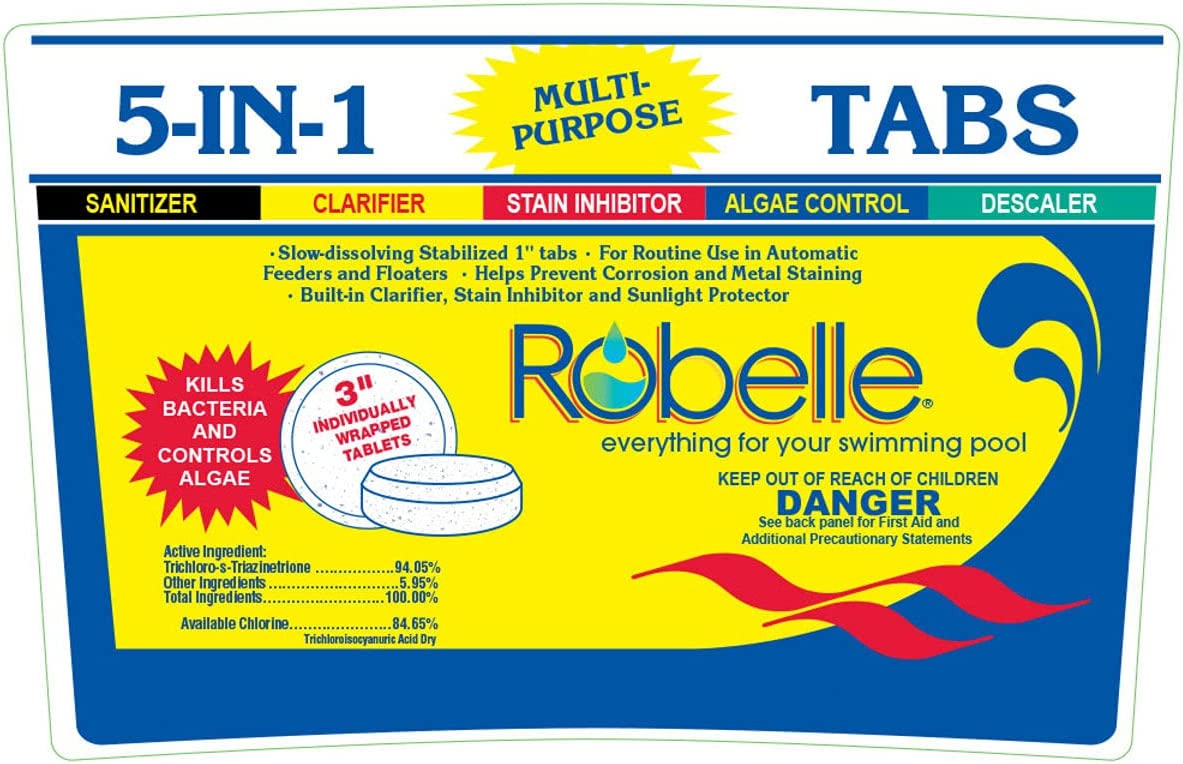 Robelle 5-In-1 Swimming Pool Multi-Purpose 3″ Chlorinating Tabs