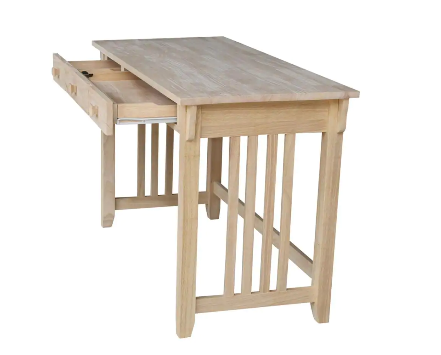 48 in. Rectangular Unfinished 2 Drawer Writing Desk with Solid Wood Material