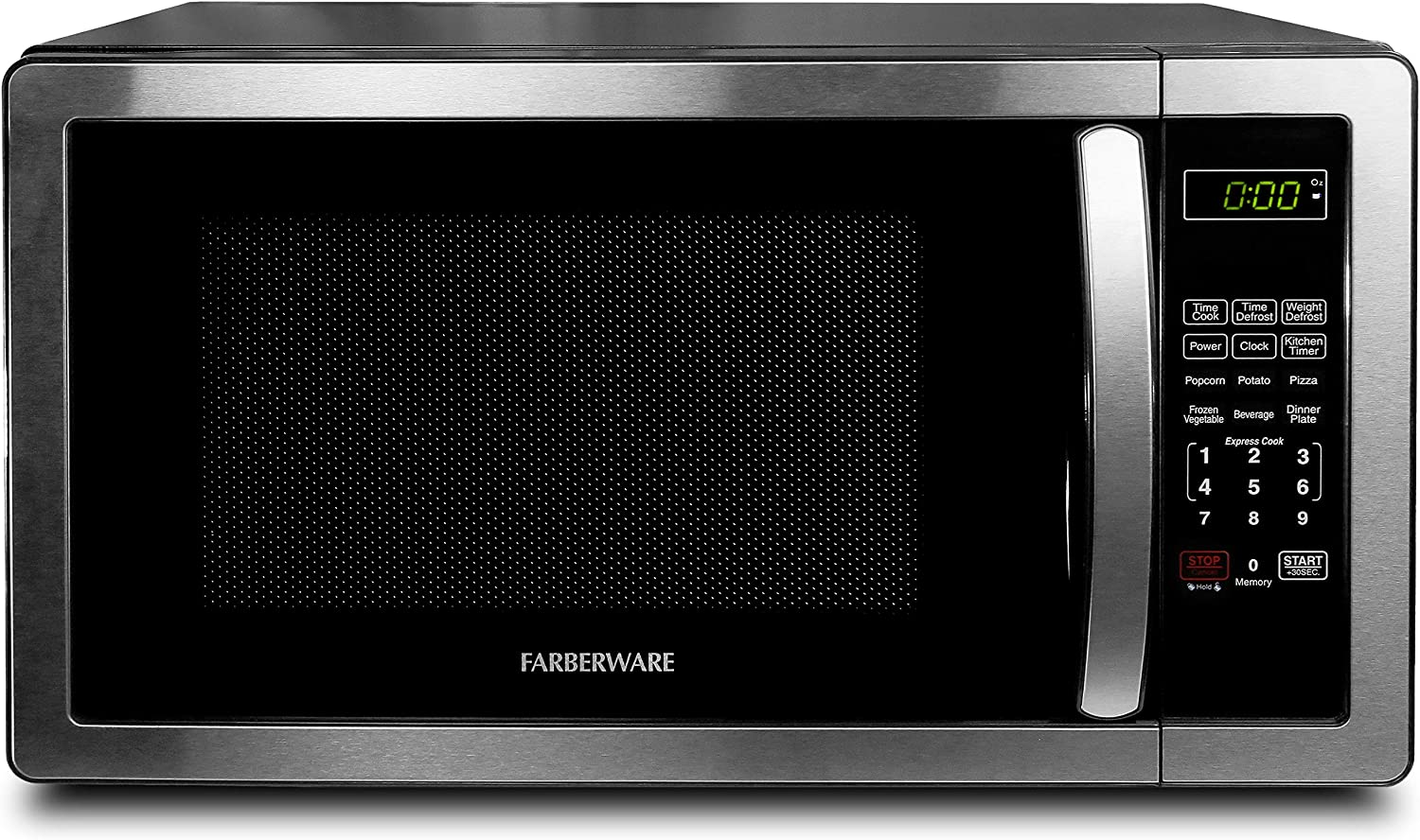 Farberware FMO11AHTBKB Countertop Microwave 1.1 Cu. Ft. 1000-Watt Compact Microwave Oven with LED lighting. Child lock. and Easy Clean Interior. Stainless Steel Interior & Exterior
