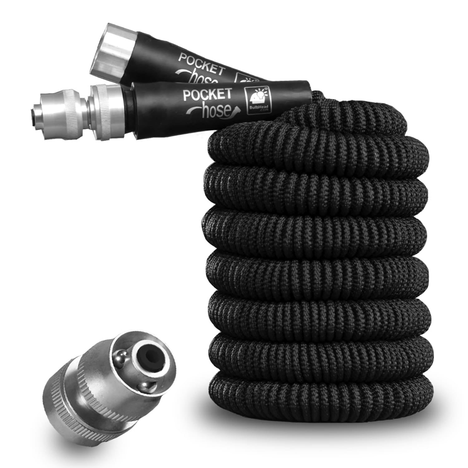 Pocket Hose Original Silver Bullet Water Hose by BulbHead - Expandable Garden Hose That Grows with Lead-Free Aluminum Connectors - Safe Drinking Water Hose (50 Feet)