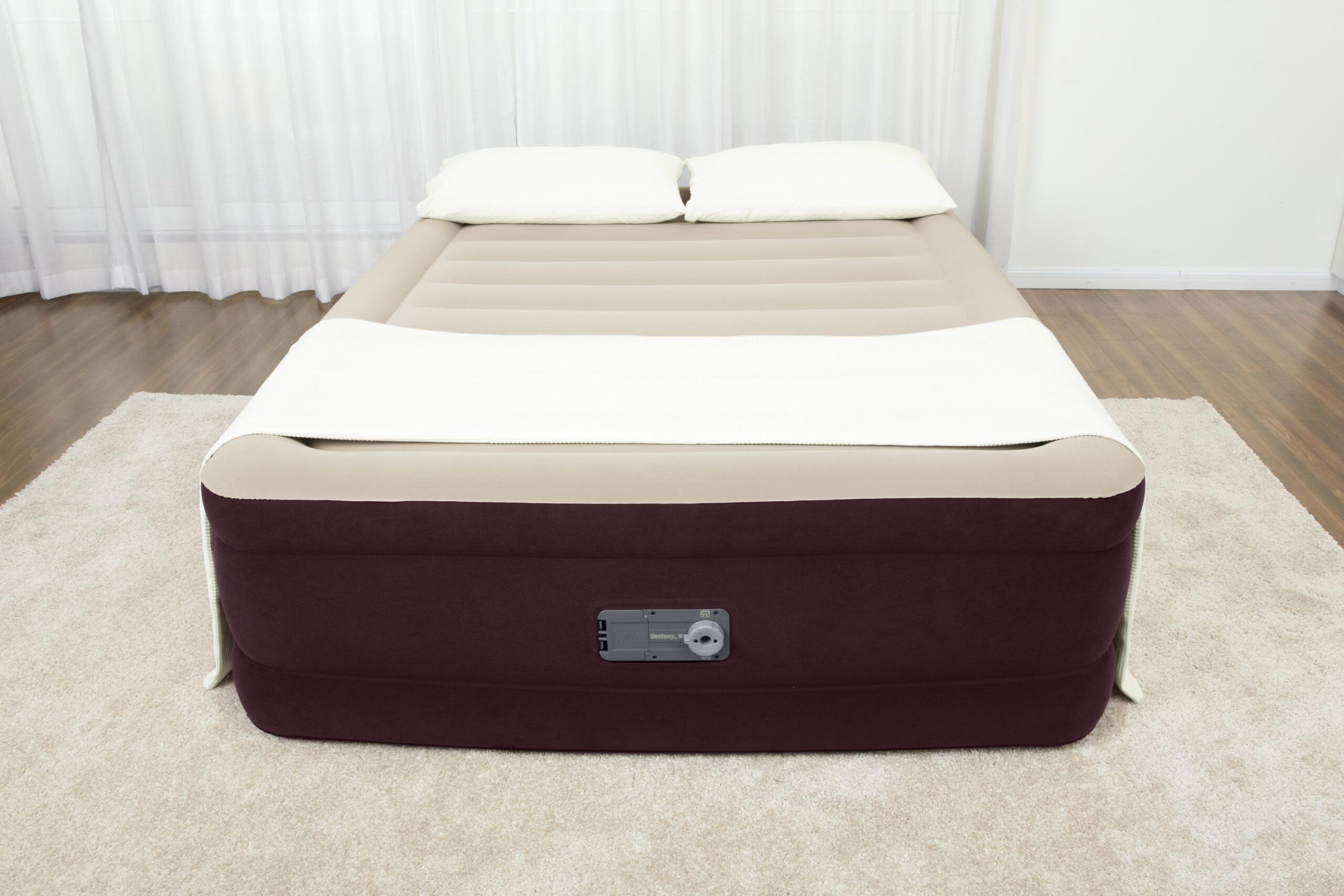 Bestway Maroon 20″ Queen Air Mattress with Built-in Pump