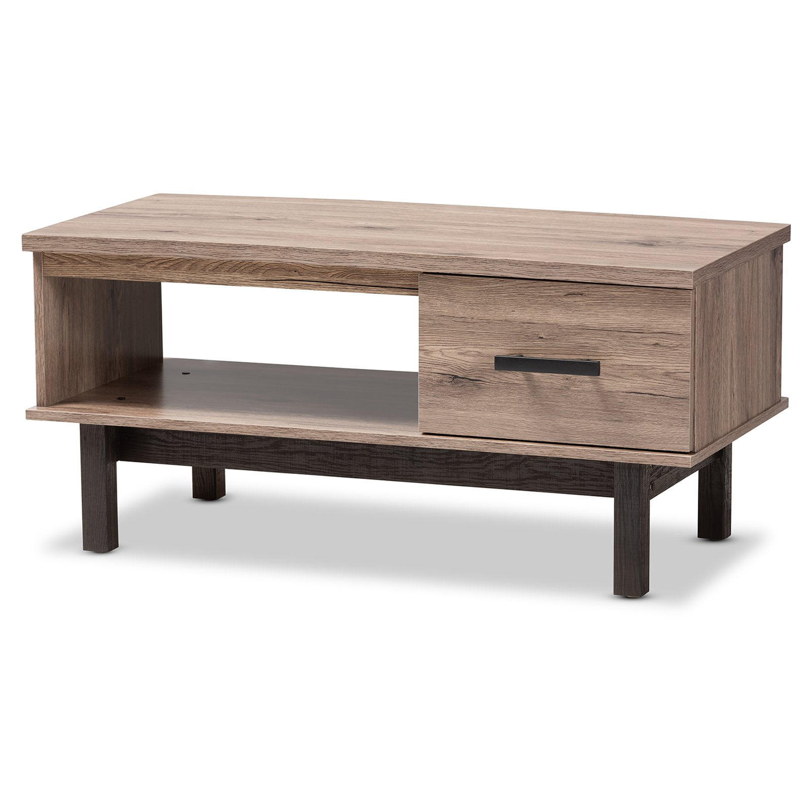 Baxton Studio Arend Modern and Contemporary Two-Tone Oak Brown and Black Wood 1-Drawer Coffee Table