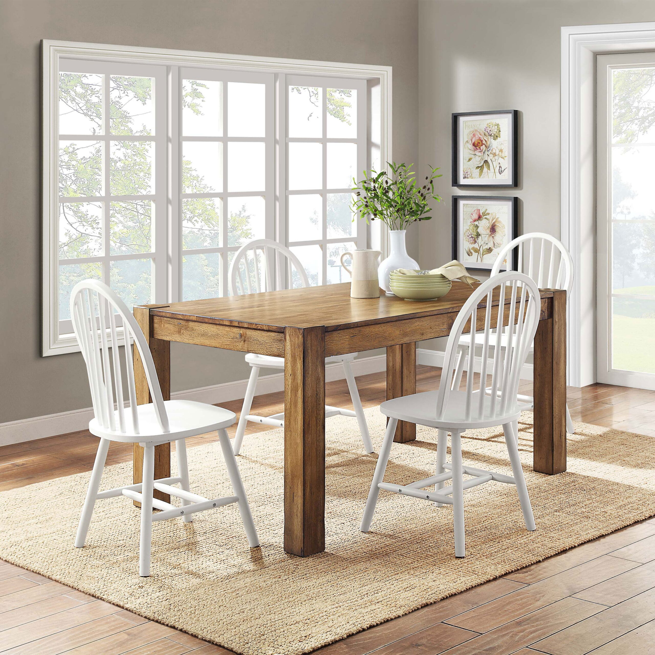 Better Homes and Gardens Autumn Lane Windsor Solid Wood Dining Chairs. Set of 2. Solid White