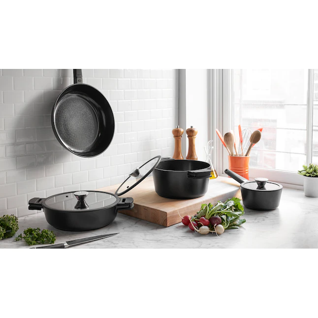 ZAVOR ZCWNR22 7-Piece Noir 12.12-in Ceramic Cookware Set with Lid